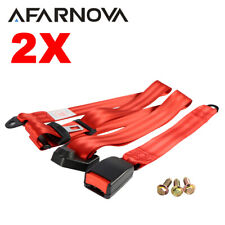 2X 3 Point Harness Car Cars Seat Strap Seat Belt Lap Strap Red Fits Axdi picture