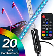 2pc 4ft RGB LED Whip Light Antenna Flag & Remote for UTV ATV Polaris RZR Can Am picture