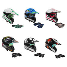 DOT Youth Kids Helmet ATV Dirt Bike Motorcycle Off Road Goggles Gloves S~XL picture