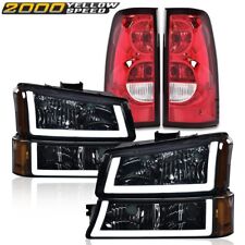 Fit For Silverado 2003-2006 Amber LED DRL Black Housing Headlight +Tail Lights  picture