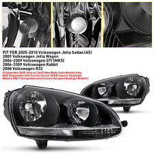 Fit 2006 2007 2008 2009 Volkswagen Jetta GTi Black Halogen Headlights Lamp OOD picture