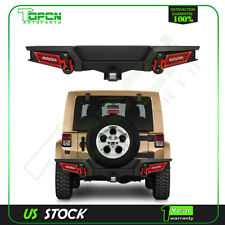For 2007-18 Jeep Wrangler JK/JKU Textured Rear Step Bumper w/LED lights Assembly picture