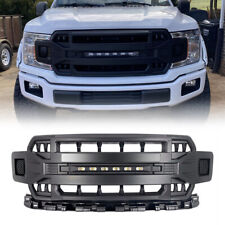 For 18-20 Ford F150 Front Bumper Grille w/LED Off-Road Lights Matte Black ABS picture