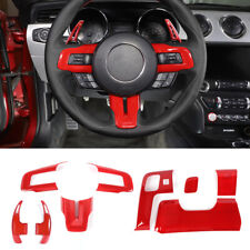 9pc Set Red Carbon Center Console Steering Wheel Decor Trim For Ford Mustang 15+ picture