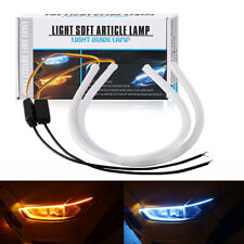 2x LED DRL Light Amber Turn Signal Strip 60CM Sequential Flexible Headlight Flow picture