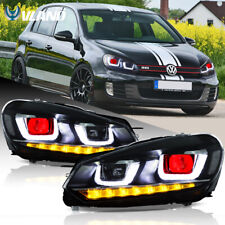 VLAND LED Headlights For 2010-2014 VW Golf 6 Demon Eyes DRL Sequential Turn Lamp picture