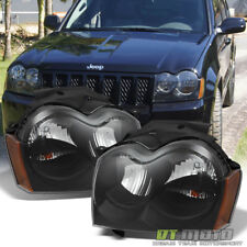 Black 2005 2006 2007 Jeep Grand Cherokee Replacement Headlights Lamps Left+Right picture