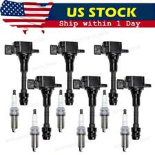 6X Ignition Coil UF349 + Spark Plug For Nissan Altima Maxima Pathfinder Infiniti picture