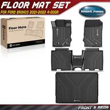 4Pcs Front & Rear Black Floor Mats Liners for Ford Bronco 2021 2022 2023 4-Door picture