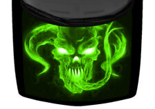 Horned Demon Skull Burning Neon Green Truck Hood Wrap Vinyl Car Graphic Decal  picture
