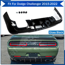 Fits 2015-23 Dodge Challenger Rear Bumper Lip Diffuser Rock Style Gloss Black PP picture