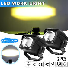 2X 3inch LED Work Light Bar Driving Amber White Dual Color Offroad Spot Fog US picture