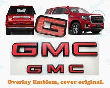 2021-2023 GMC YUKON YUKON XL Front Grill Rear Tailgate Black Red OVERLAY Emblem picture