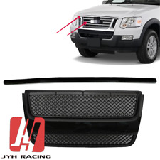 For 2006-10 Ford Explorer Sport Trac Front Grille Hood Molding Gloss BK Set 2pcs picture