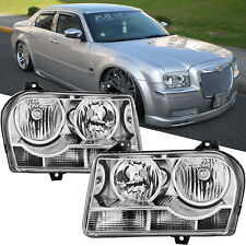 PAIR REPLACEMENT HEADLIGHTS HALOGEN CHROME HEADLAMPS FOR CHRYSLER 300 2005-2010 picture