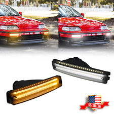 For 1990-1991 Honda CR-X / CRX Switchback LED Front Bumper Signal Lights Smoked picture