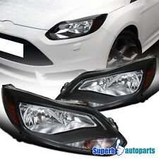 Fits 2012-2014 Ford Focus Headlights Turn Signal Lamps Black Left+Right 12-14 picture