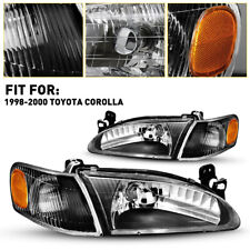 Fits 1998-2000 Toyota Signal Corolla Black Headlights+Corner Lamps Left+Right picture