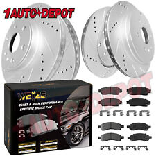 Front Rear Drilled Brake Rotors Pads for Chevy Traverse GMC Acadia Buick Enclave picture