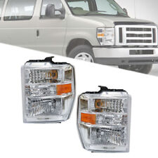 For 2008-2014 Ford E150 E250 E350 E450 Econoline Van Headlights Headlamps LH+RH picture