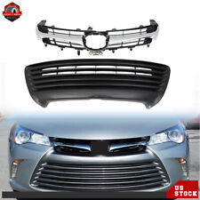 Chrome Front Upper+Lower Grille Gloss Gray For Toyota Camry LE XLE 2015 16 2017 picture