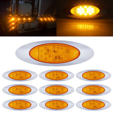 10x Amber Thin Side Marker Lights Clearance 16 LED Chrome For Freightliner 12V picture