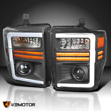Fits Black 2008-2010 Ford F250 F350 Projector Headlights LED Sequential Signal picture