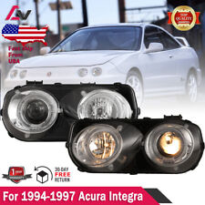 For 1994-1997 Acura Integra Headlights Projector Front Lamps Chrome Clear Lens picture