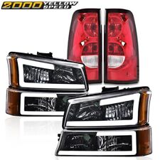Fit For Silverado Avalanche 2003-07 Chrome/amber Led Drl Headlight + Tail Lights picture