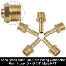 5pcs Brass Hose Tail Barb Fitting Connector 6mm Hose ID x 1/4