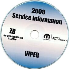 2008 Dodge Viper Coupe Convertible OEM Shop Service Repair Manual CD 8.4L V10 picture