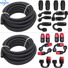 6AN 16FT Fuel Line Hose Kit Steel Nylon Braided Oil Swivel+10pc Hose End Fitting picture