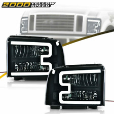 LED DRL BAR HEADLIGHTS SMOKED FIT FOR 05-07 FORD F250 F350 F450 SUPER DUTY 2 PCS picture