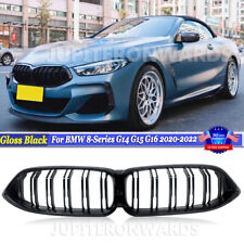 FOR BMW 8 SERIES G14 G15 G16 DOUBLE SLATS FRONT KIDNEY GRILLE GLOSS BLACK 2019+ picture