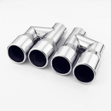Offset Pipe Design QUAD 3 inch Out Stainless Exhaust Tips 2.25 inch In Resonated picture