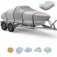 17'-19' 1200D Trailerable Boat Cover for V-Hull Bass Boat Fish&Ski w/Motor Cover picture