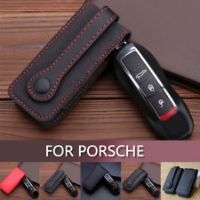 Leather Car Key Fob Cover Case For Porsche Cayenne Panamera Macan Cayman 911 718 picture