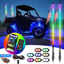 WEISEN 4ft RGB Whip Light w/Rock Light+Plug & Play Wire For Polaris RZR PRO XP picture