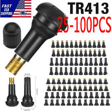 100pcs Tire VALVE STEMS TR 413 Snap-In Car Auto Short Rubber Tubeless Tyre Black picture