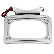 Chrome Curved Laydown License Plate Mount Frame w/ Light For Harley Street Glide picture