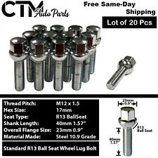 20x Chrome 12x1.5 Lug Bolts 40mm Shank Ball Seat Fit Mercedes Stock Alloy Wheels picture
