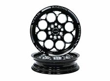 2X 15x3.5 Modulo Black Milling Drag Racing Skinny Rims Wheels 4X100 4X114.3 ET10 picture