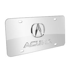 Acura 3D Chrome Logo and Name on Chrome Stainless Steel Metal Auto License Plate picture