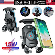 Motorcycle Cell Phone Mount Holder Wireless USB Charger 15W Fast Charging NEW picture