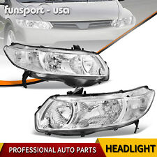 Headlights Assembly Chrome Housing For 2006-2011 Honda Civic Coupe 2-Door Pair picture