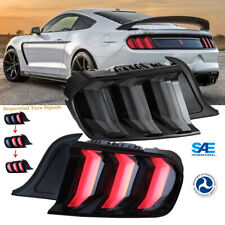 Fit 15-23 Ford Mustang Tail Lights LED Sequential Turn Signal Smoke Euro Style picture