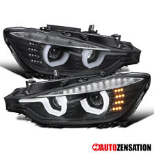 LED U-Rim Projector Headlights Fit 2012-2015 BMW F30 3-Series Black 