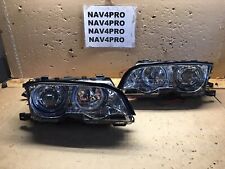 FIT 00-03 BMW E46 3-Series 2-DR Coupe Chrome LED DRL Halogen Headlight Pair#H246 picture