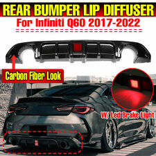 For Infiniti Q60 2017-2022 Carbon Rear Bumper Lip Spoiler Diffuser Shark Fins picture