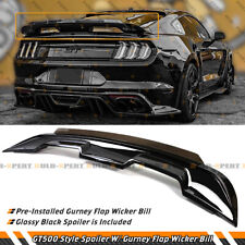 GT500 Style Spoiler W/ Smoke Gurney Flap Wicker Bill For 2015-2023 Ford Mustang picture